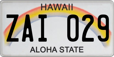 HI license plate ZAI029
