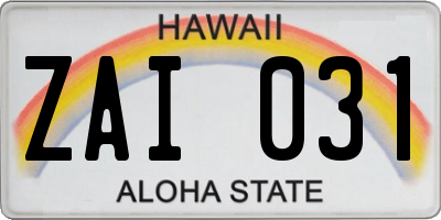 HI license plate ZAI031