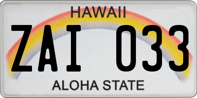 HI license plate ZAI033