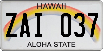 HI license plate ZAI037