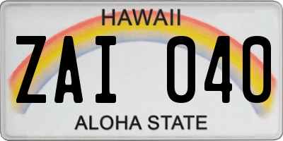 HI license plate ZAI040