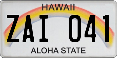 HI license plate ZAI041