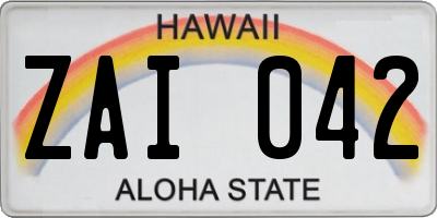 HI license plate ZAI042