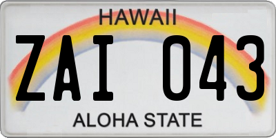 HI license plate ZAI043