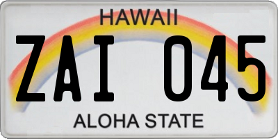 HI license plate ZAI045