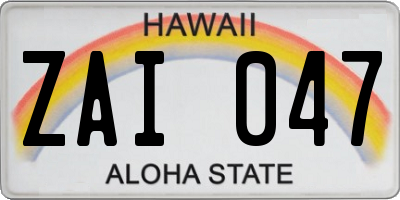HI license plate ZAI047