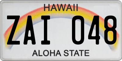 HI license plate ZAI048