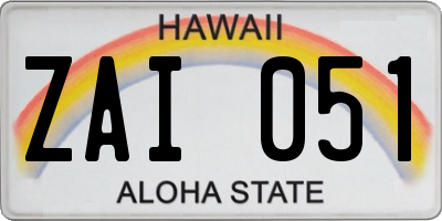HI license plate ZAI051