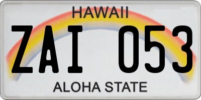 HI license plate ZAI053