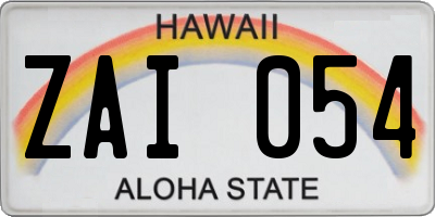 HI license plate ZAI054