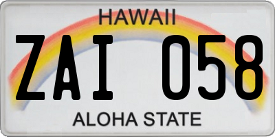 HI license plate ZAI058