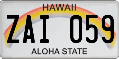 HI license plate ZAI059