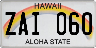 HI license plate ZAI060