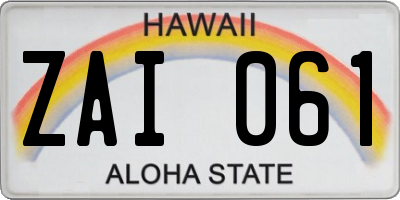 HI license plate ZAI061