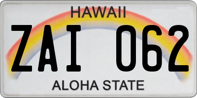 HI license plate ZAI062