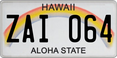 HI license plate ZAI064