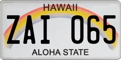 HI license plate ZAI065