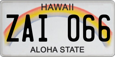 HI license plate ZAI066