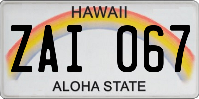 HI license plate ZAI067