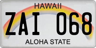 HI license plate ZAI068