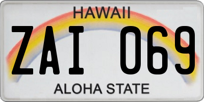 HI license plate ZAI069