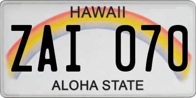 HI license plate ZAI070