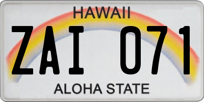 HI license plate ZAI071