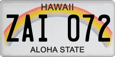 HI license plate ZAI072