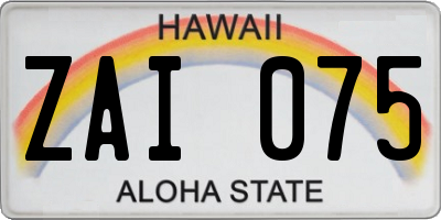 HI license plate ZAI075