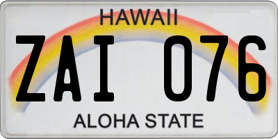 HI license plate ZAI076