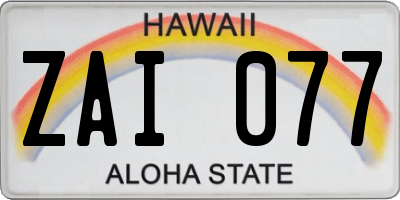 HI license plate ZAI077