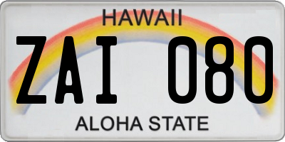 HI license plate ZAI080