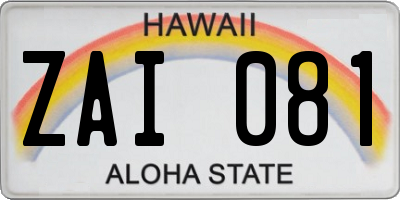 HI license plate ZAI081