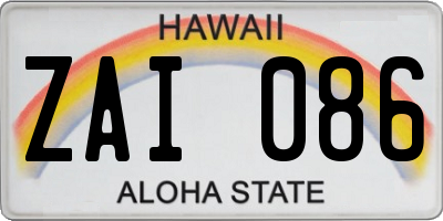 HI license plate ZAI086