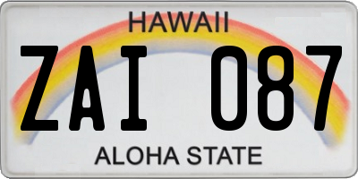 HI license plate ZAI087