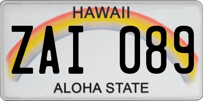 HI license plate ZAI089