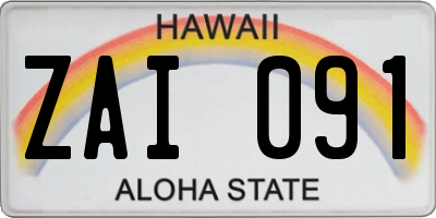 HI license plate ZAI091