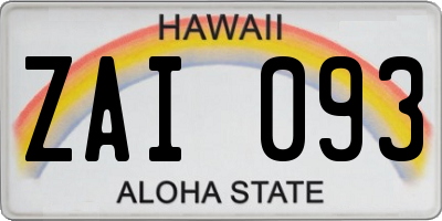 HI license plate ZAI093