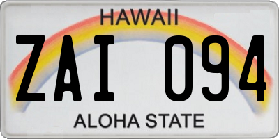 HI license plate ZAI094