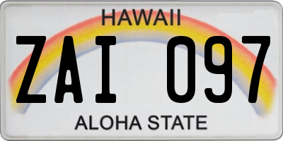 HI license plate ZAI097