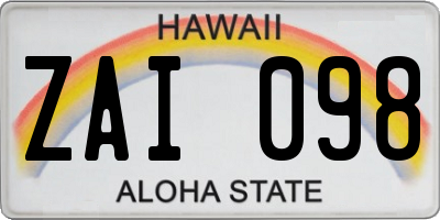 HI license plate ZAI098