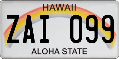 HI license plate ZAI099