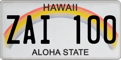 HI license plate ZAI100