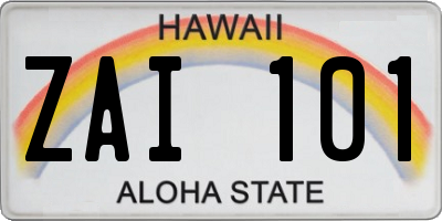 HI license plate ZAI101