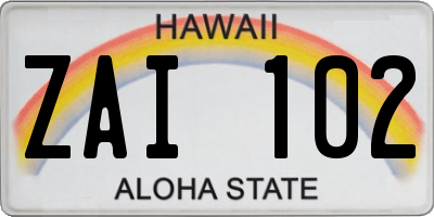HI license plate ZAI102
