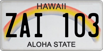 HI license plate ZAI103