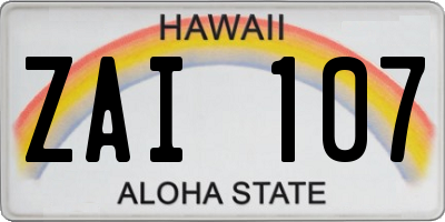 HI license plate ZAI107