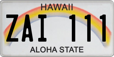 HI license plate ZAI111