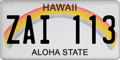 HI license plate ZAI113
