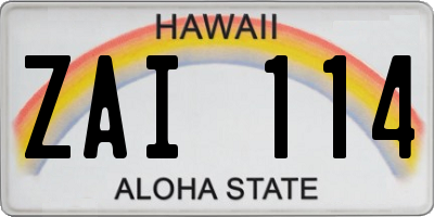 HI license plate ZAI114
